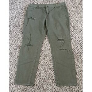 Soho New York & Company Jeans Women's Green Distressed Ankle Legging Size 14